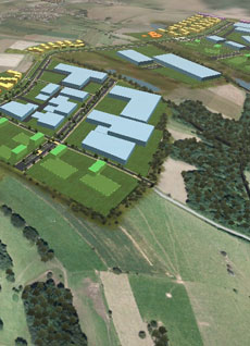 Esquisse de l'aménagement de l'extension de la ZAC du Technoland entre Belfort et Montbéliard